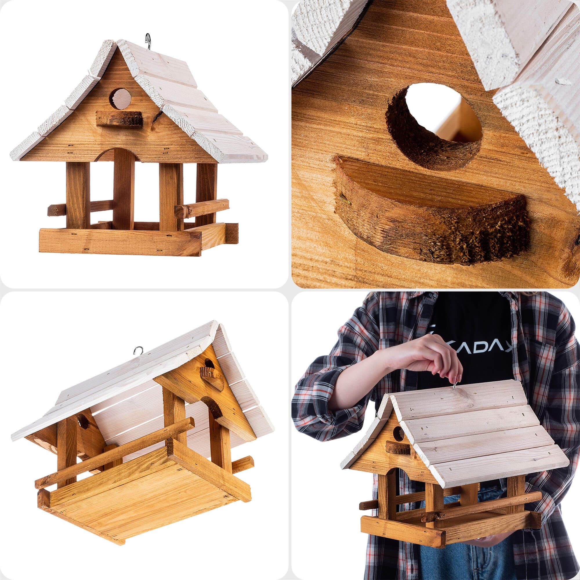 Karmnik dla ptaków Arbis domek 30 x 25 cm naturalny-biały