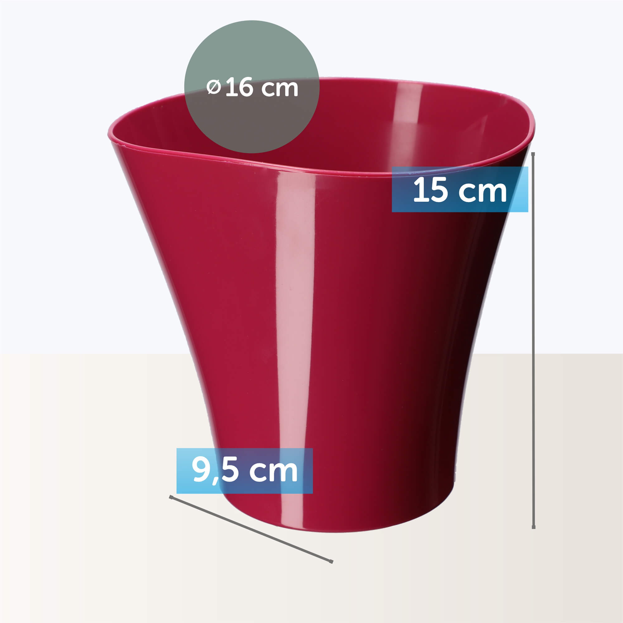 Doniczka na kwiaty Meria 16 cm, amarant