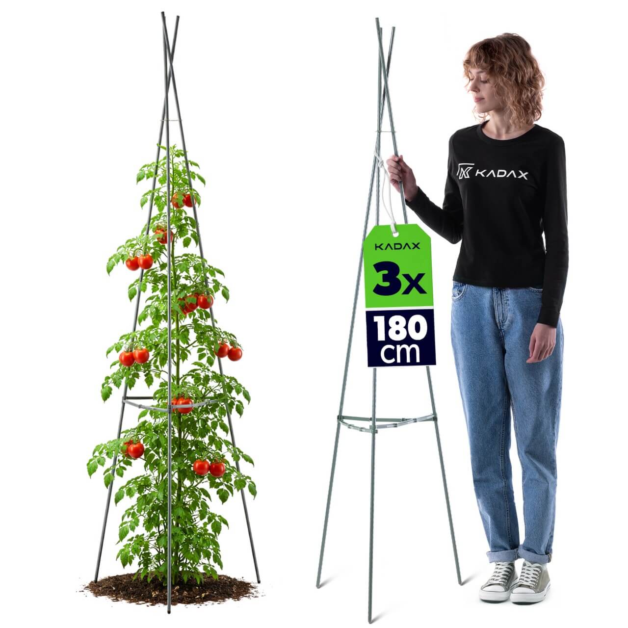 Stożkowka podpora ogrodowa Ambillou 3-elementowa 180 cm zielona 3 szt.