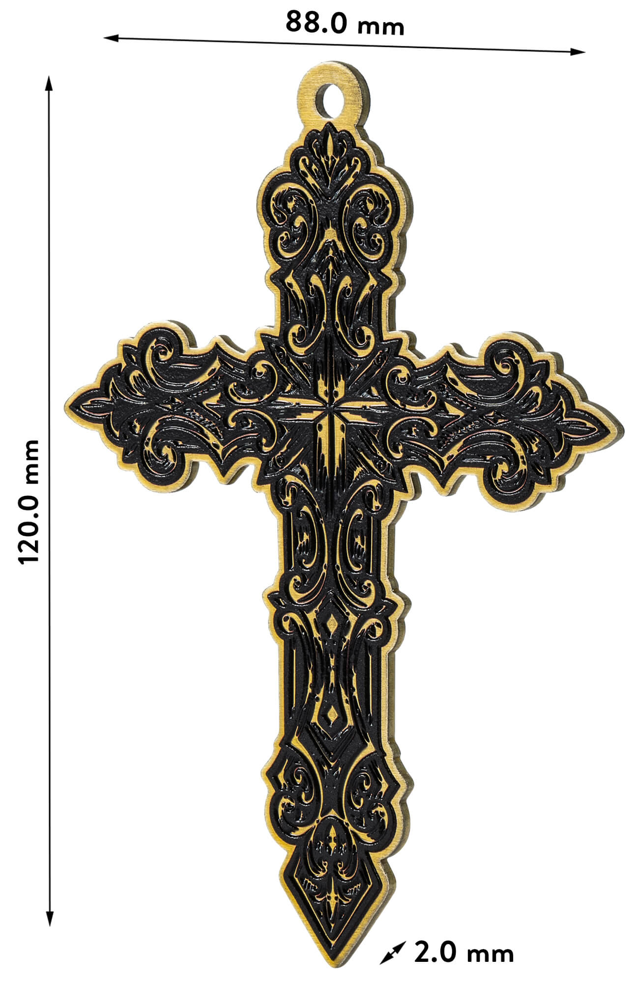 Krzyż metalowy na ścianę 8 x 12 cm