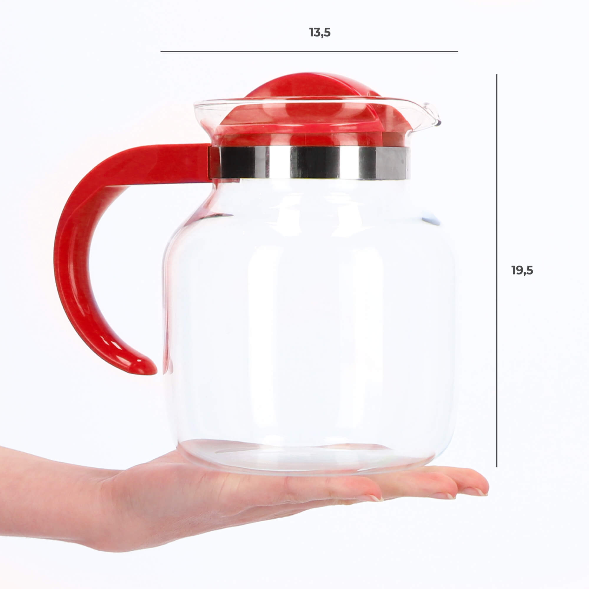 Dzbanek z pokrywką do herbaty Naveil, 1,5L czerwony