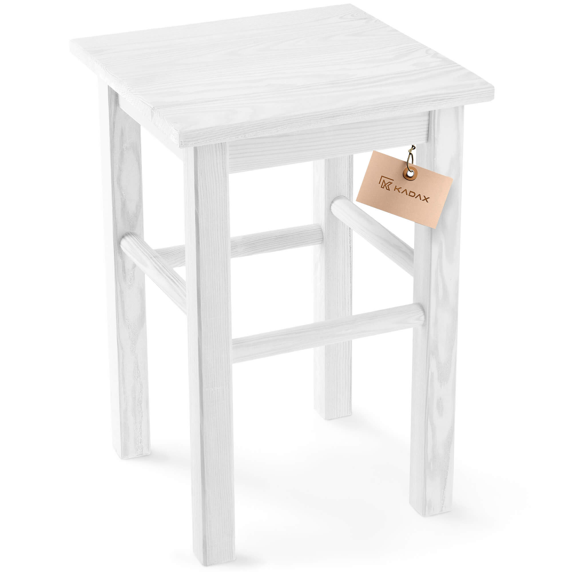 Taboret drewniany Rena 44x30 cm kwadratowy biały