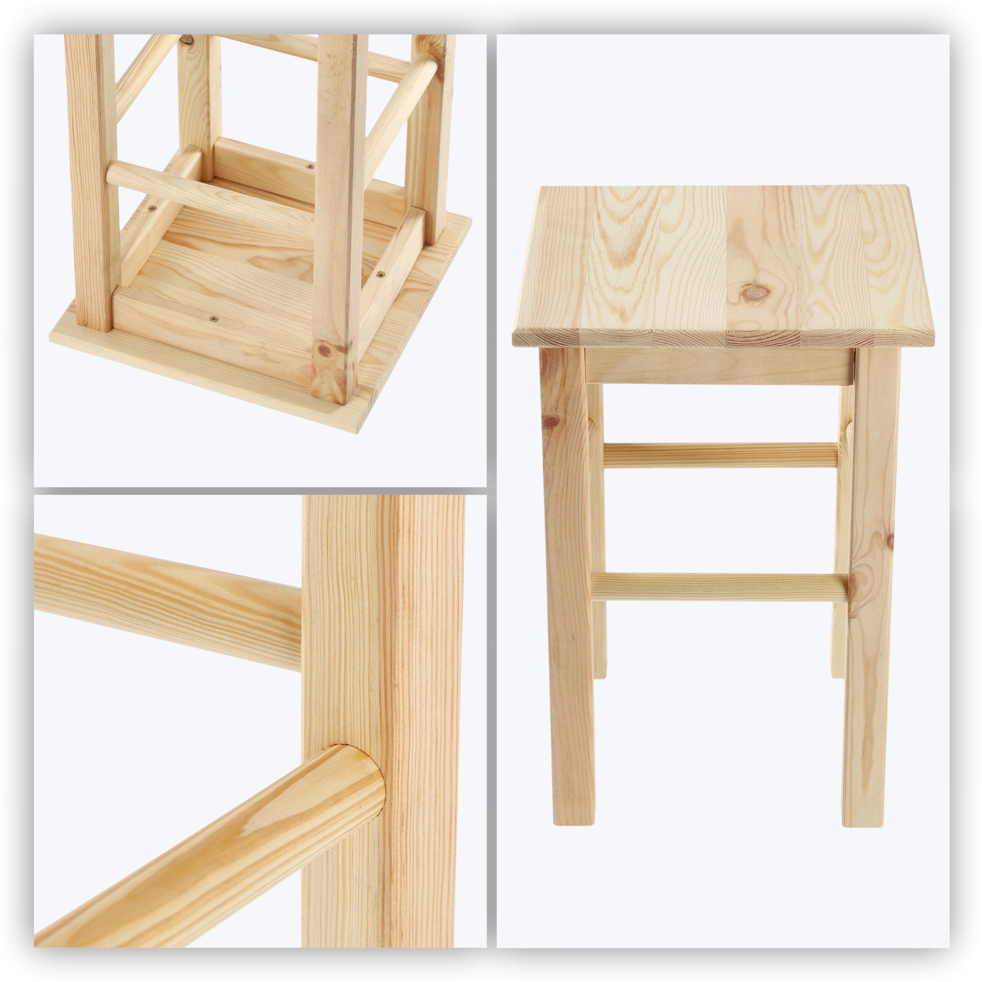 Taboret drewniany kwadratowy 44 x 30 cm, 2 szt.