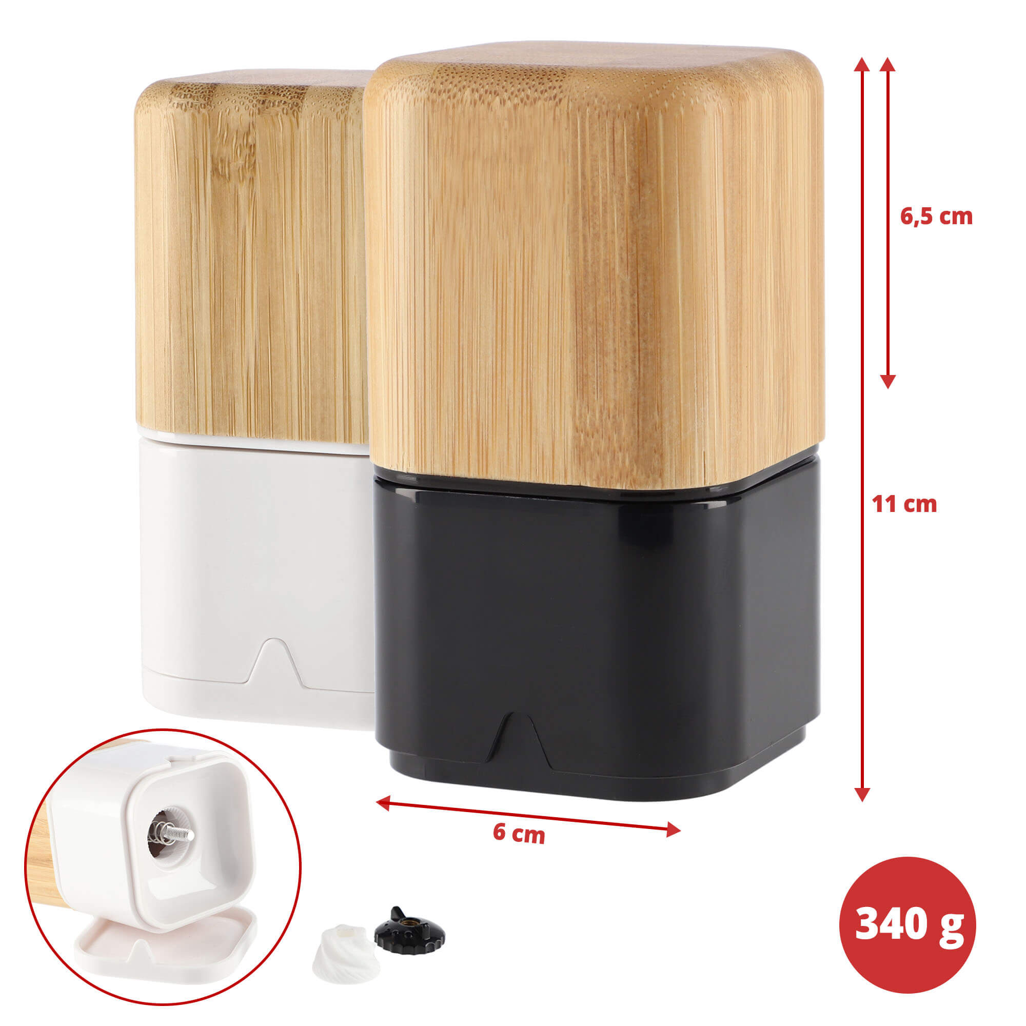 Młynek ręczny do przypraw 11 cm, biały