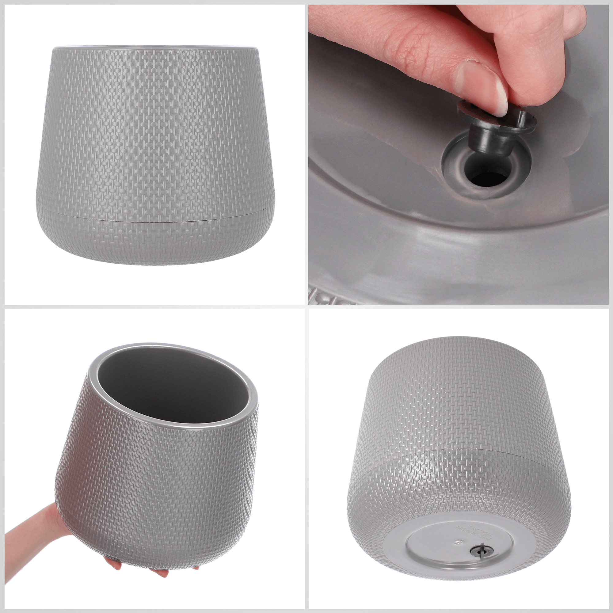Doniczka z podstawką Peri 17 cm, szara