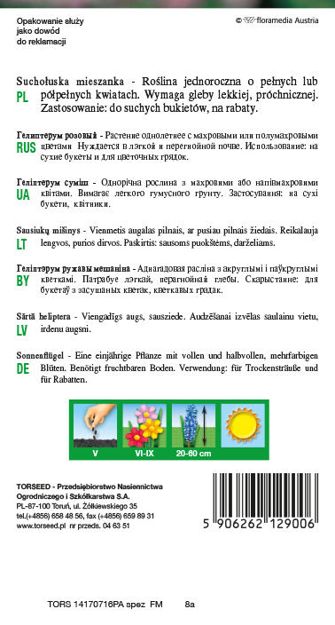 Suchołuska - Helipterum roseum mieszanka 2g