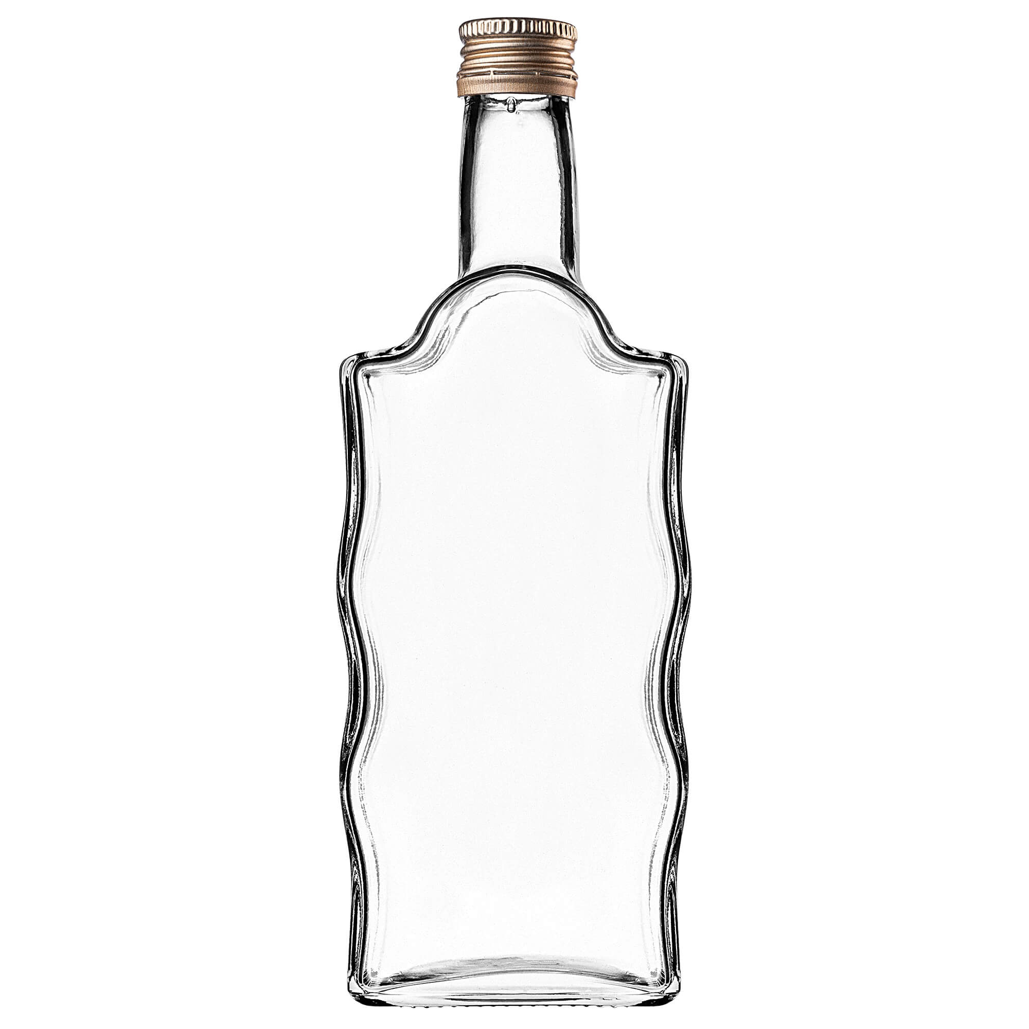Szklana butelka na nalewkę Fala 500ml ze złotą zakrętką 10 szt.