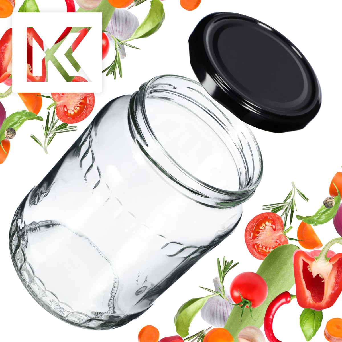 Słoiki na przetwory Jukka 720ml 16szt fi 82 mm + wieczka czarne