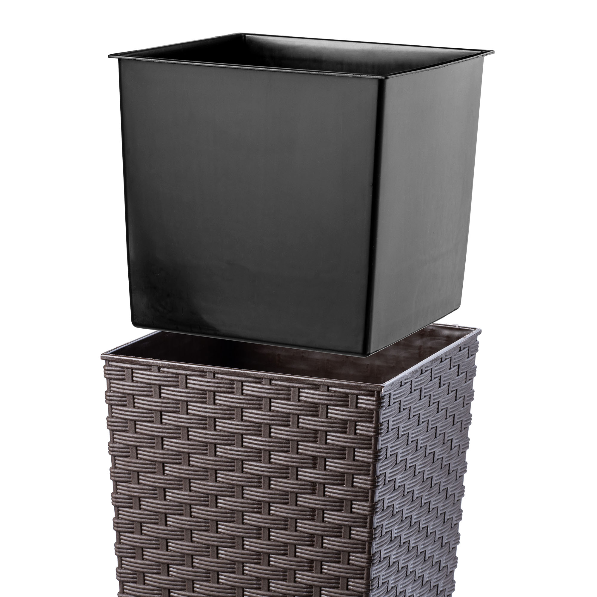 Donica z wkładem rattan Pesaro 25 cm, mokka