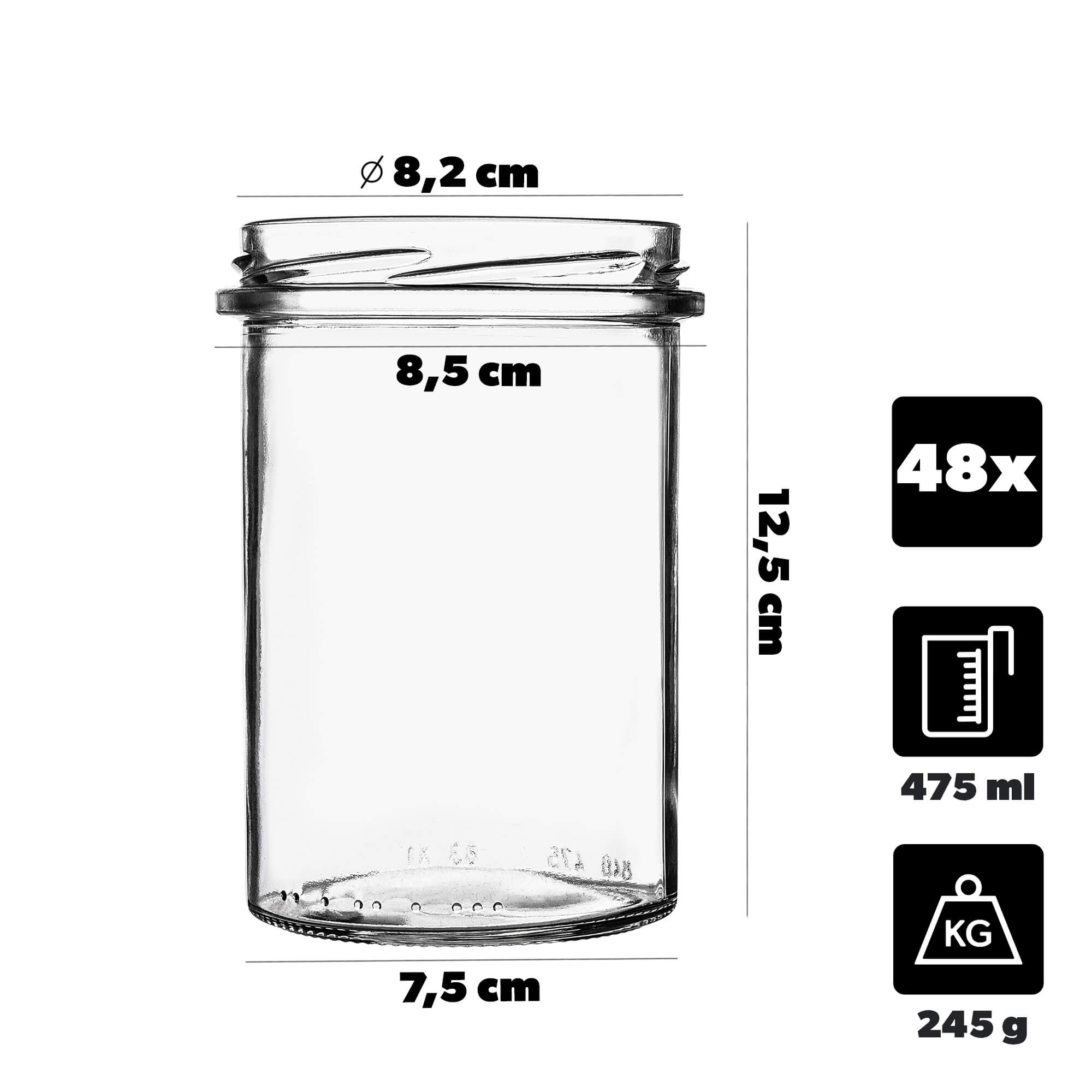 Słoiki na przetwory Befa 475ml 8szt fi 82 mm + wieczka "Bolesławiec"