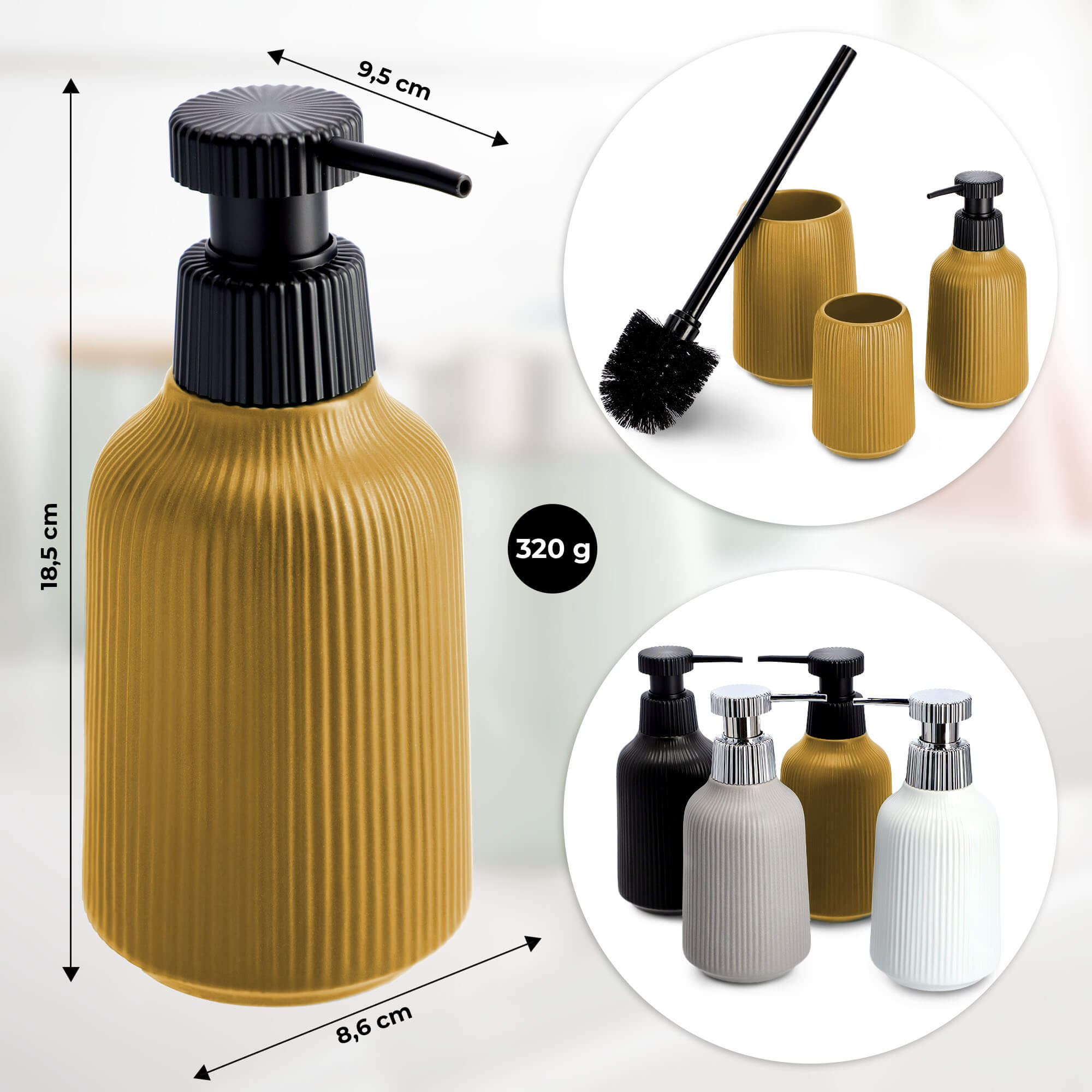 Dozownik na mydło w płynie Mataro 200 ml żółty