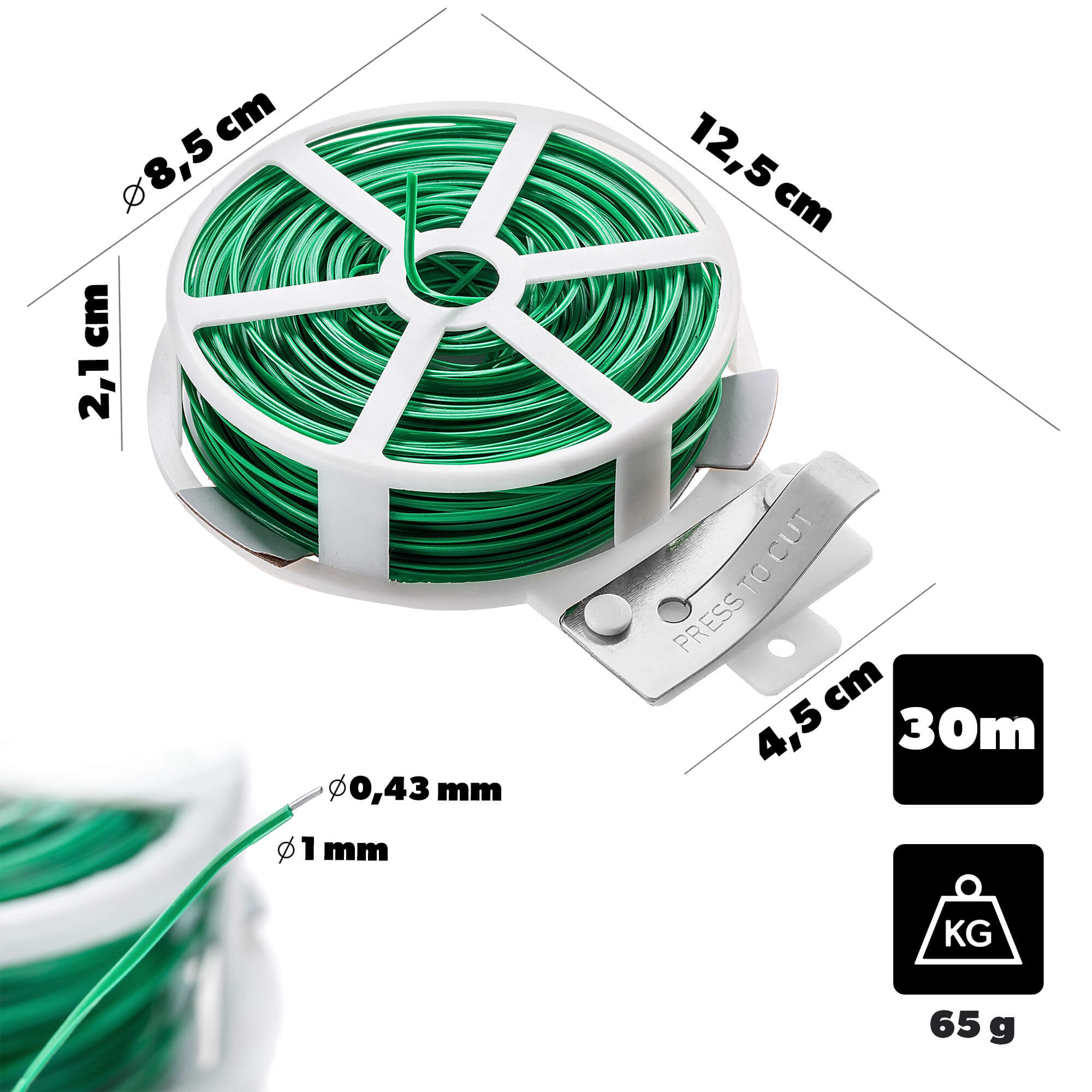 Drut ogrodniczy PVC Doumis z obcinaczem do roślin 30 m