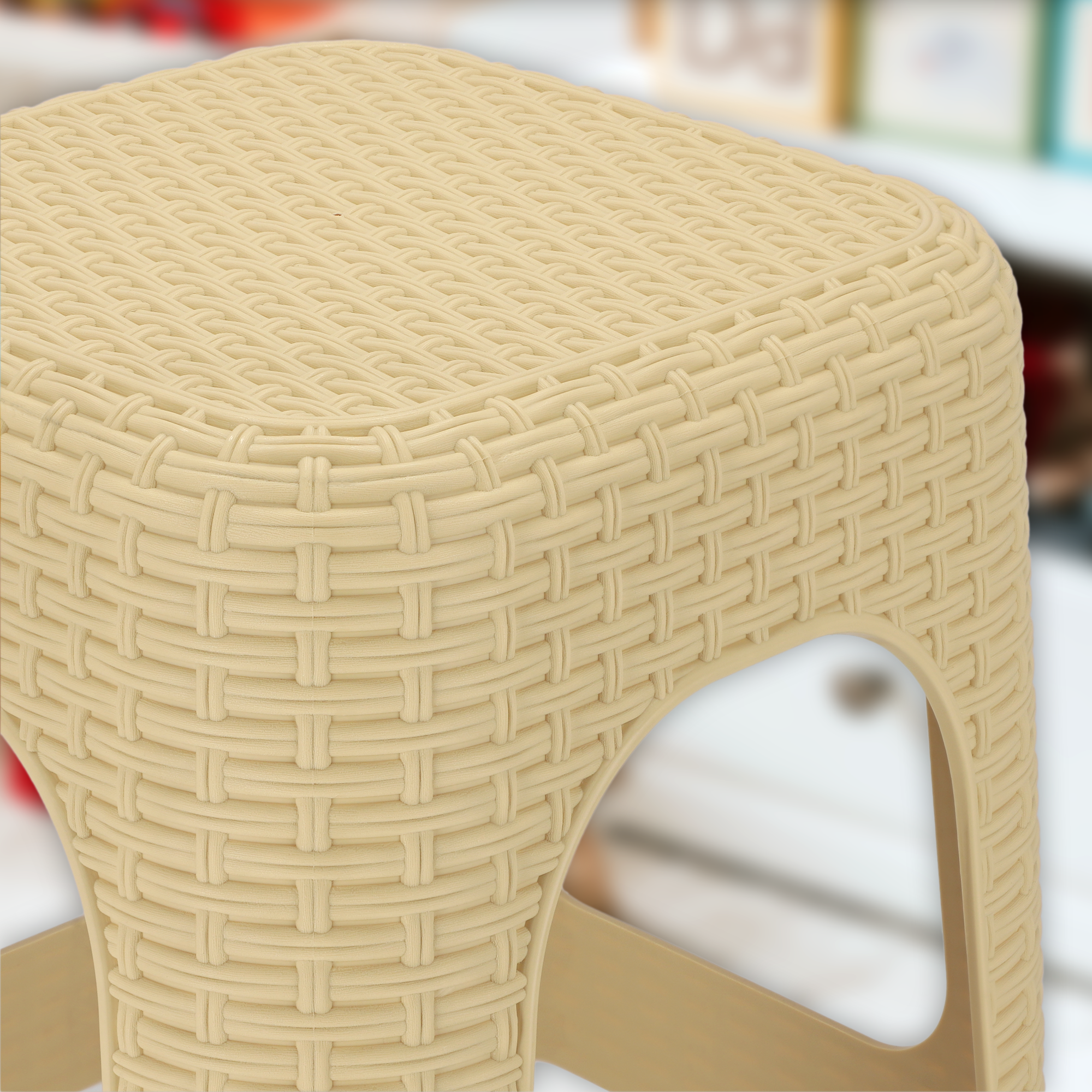 Taboret rattan 45 x 26 cm beżowy, 2 szt.