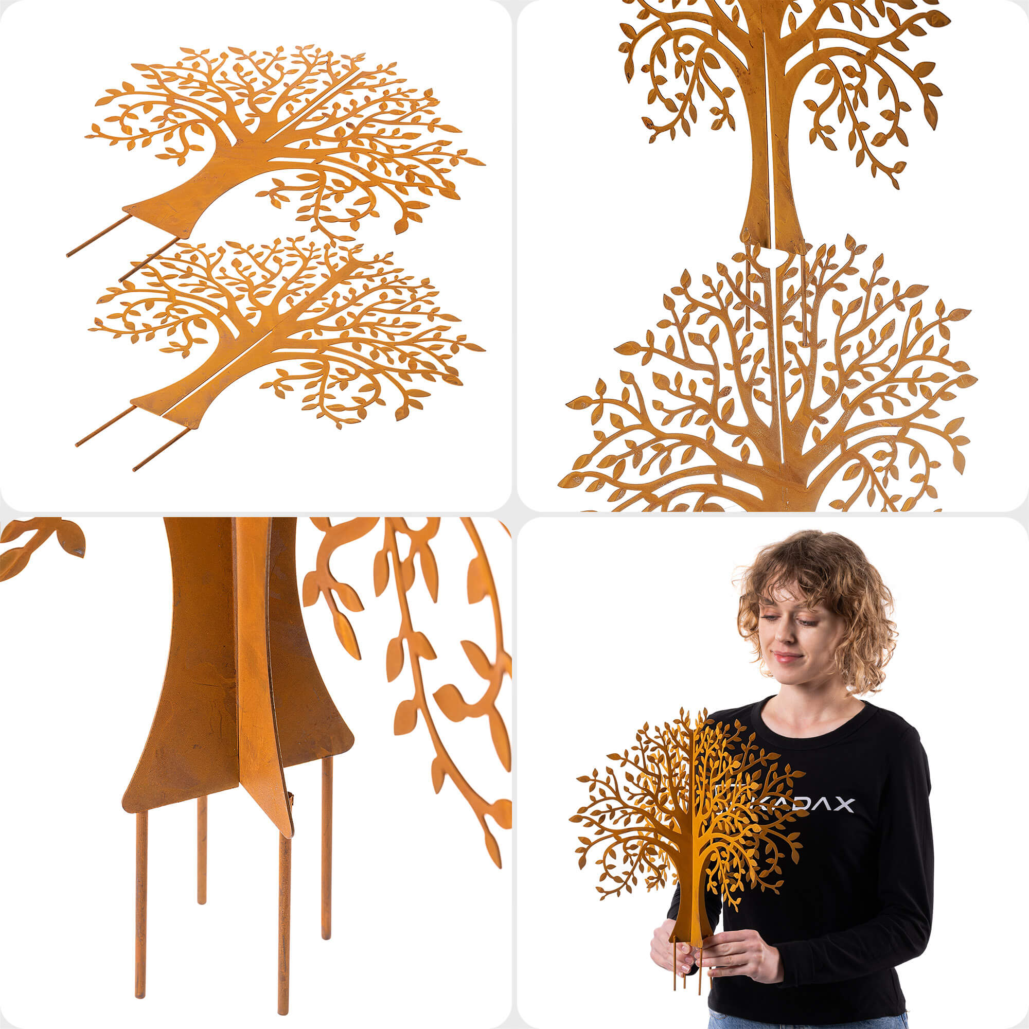 Ozdoba ogrodowa ze stali corten Laborde drzewo 37 x 40.5 cm 3 szt.
