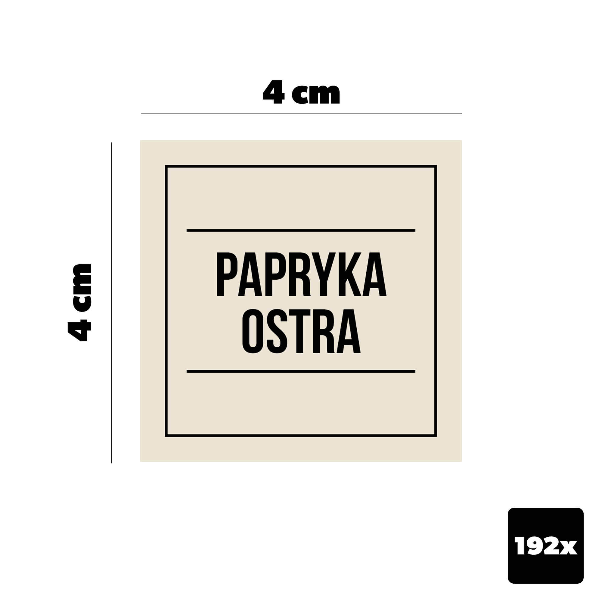 Etykiety na przyprawy Malard 40 x 40 mm kwadratowe kremowe 192 szt.