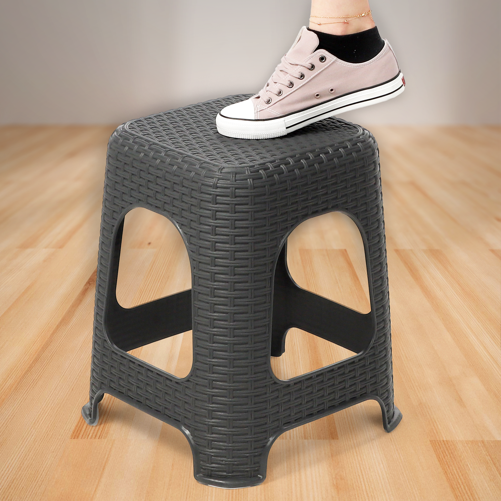 Taboret rattan 45 x 26 cm antracyt, 2 szt.