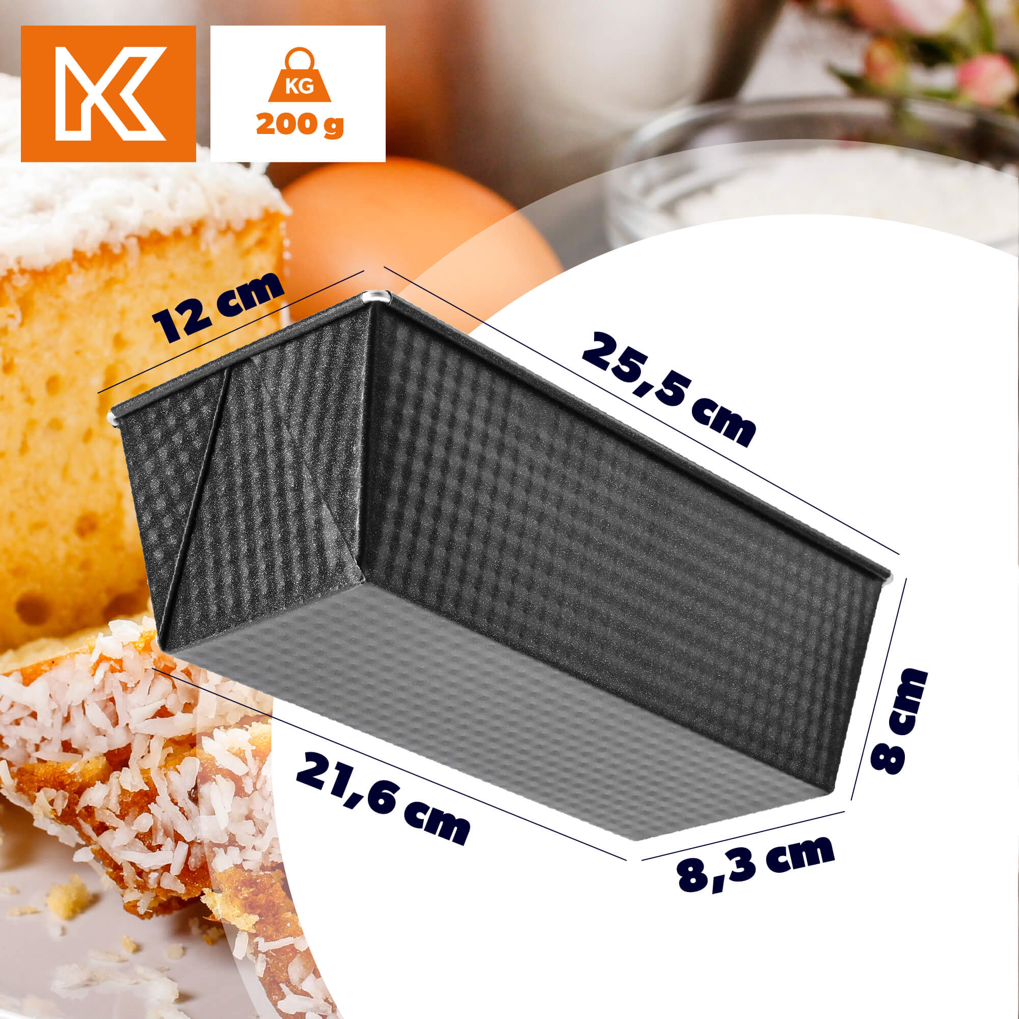 Keksówka do pieczenia wypieków Ellos 25 cm, czarna