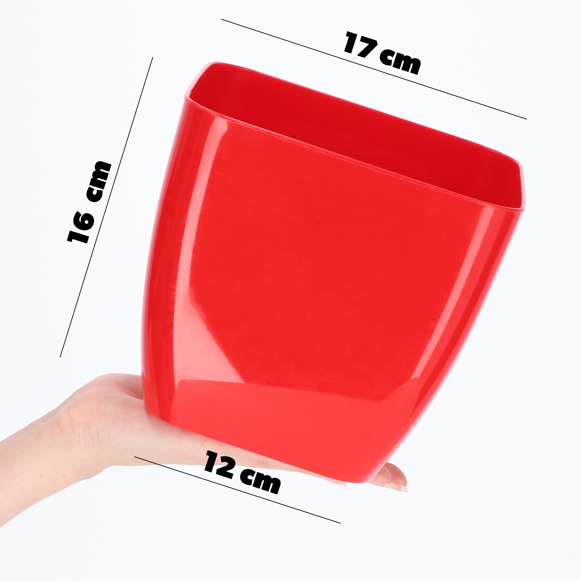Doniczka kwadratowa Borgo 18 cm, czerwona