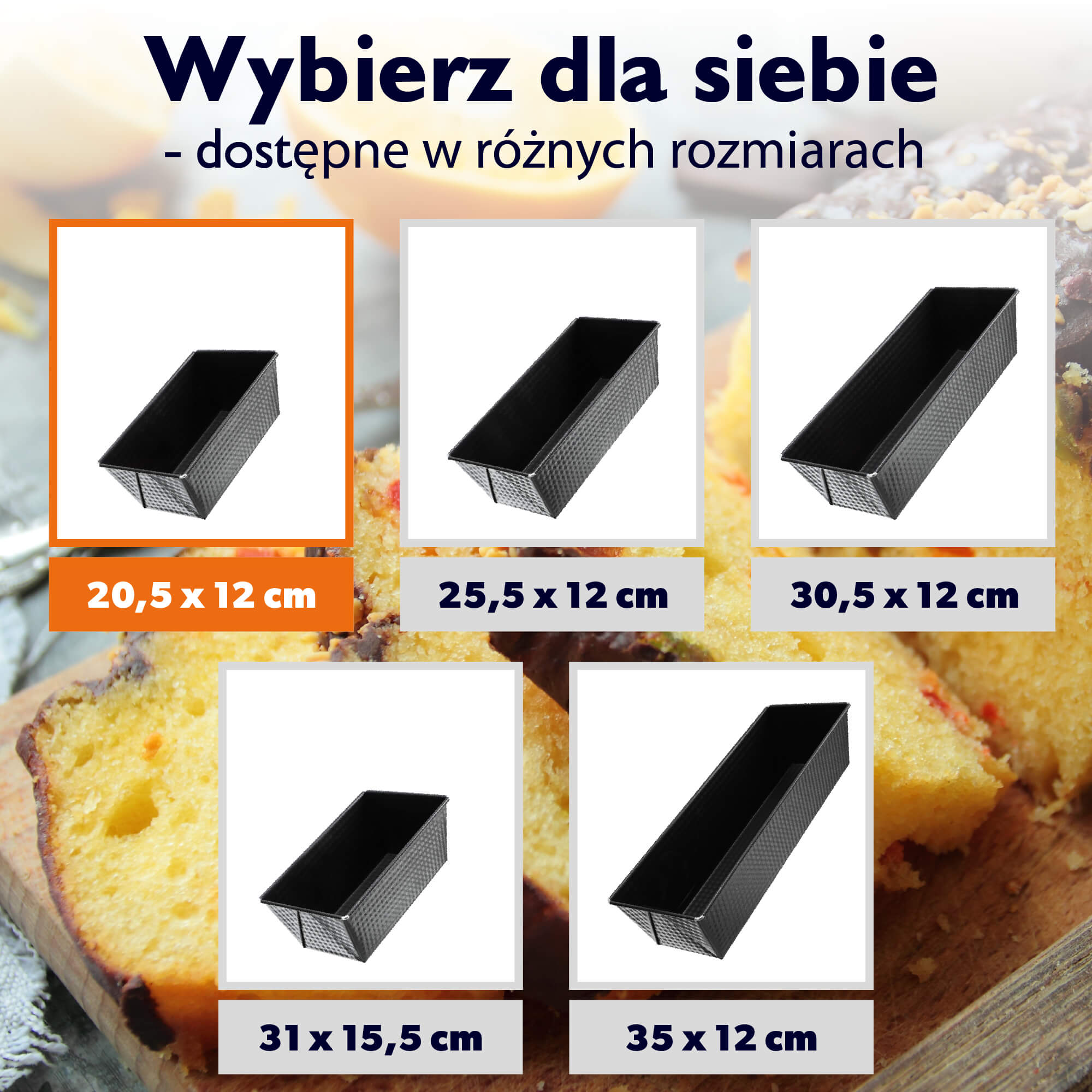Keksówka do pieczenia wypieków Ellos 20 cm, czarna