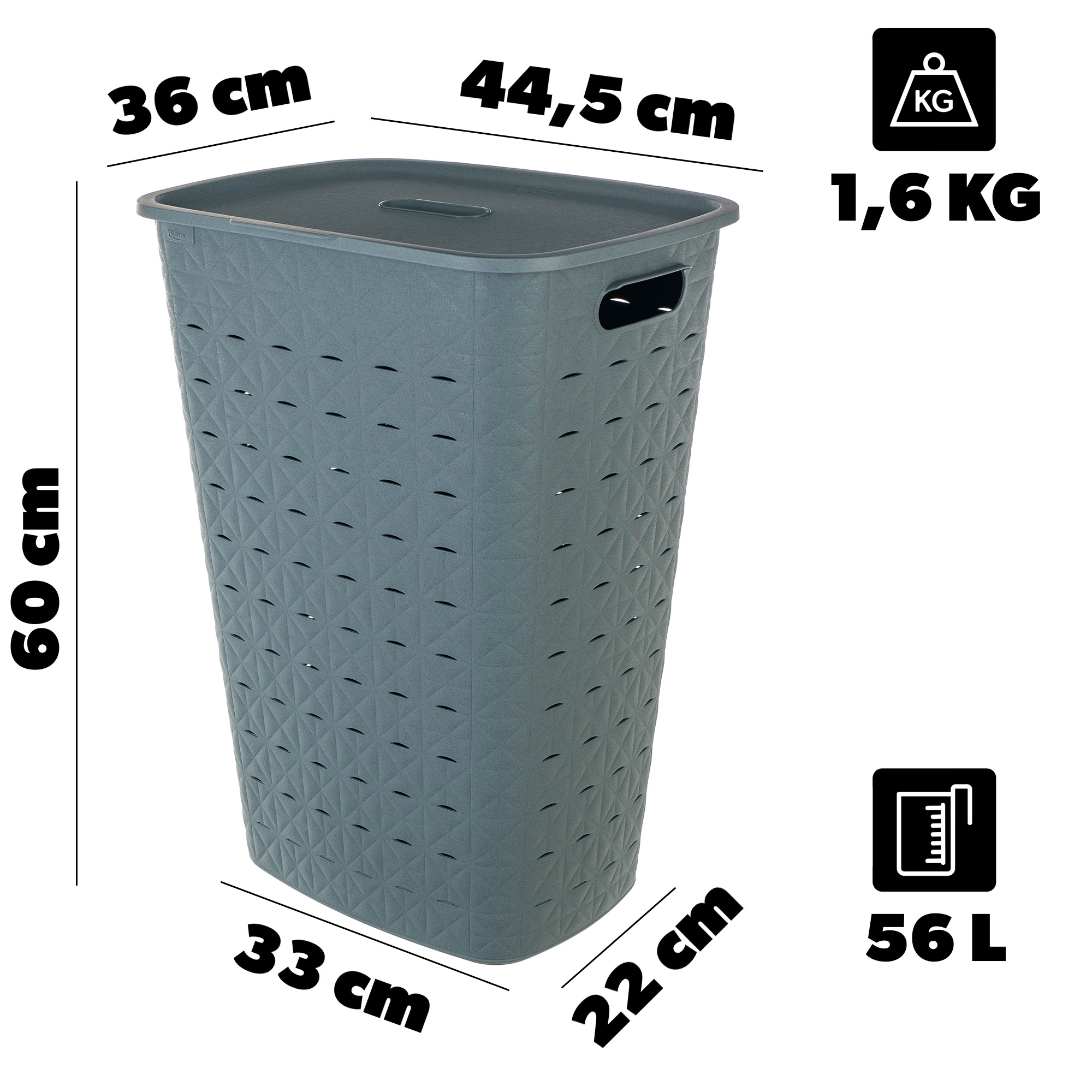 Kosz na bieliznę Curver Softex 56L turkusowy