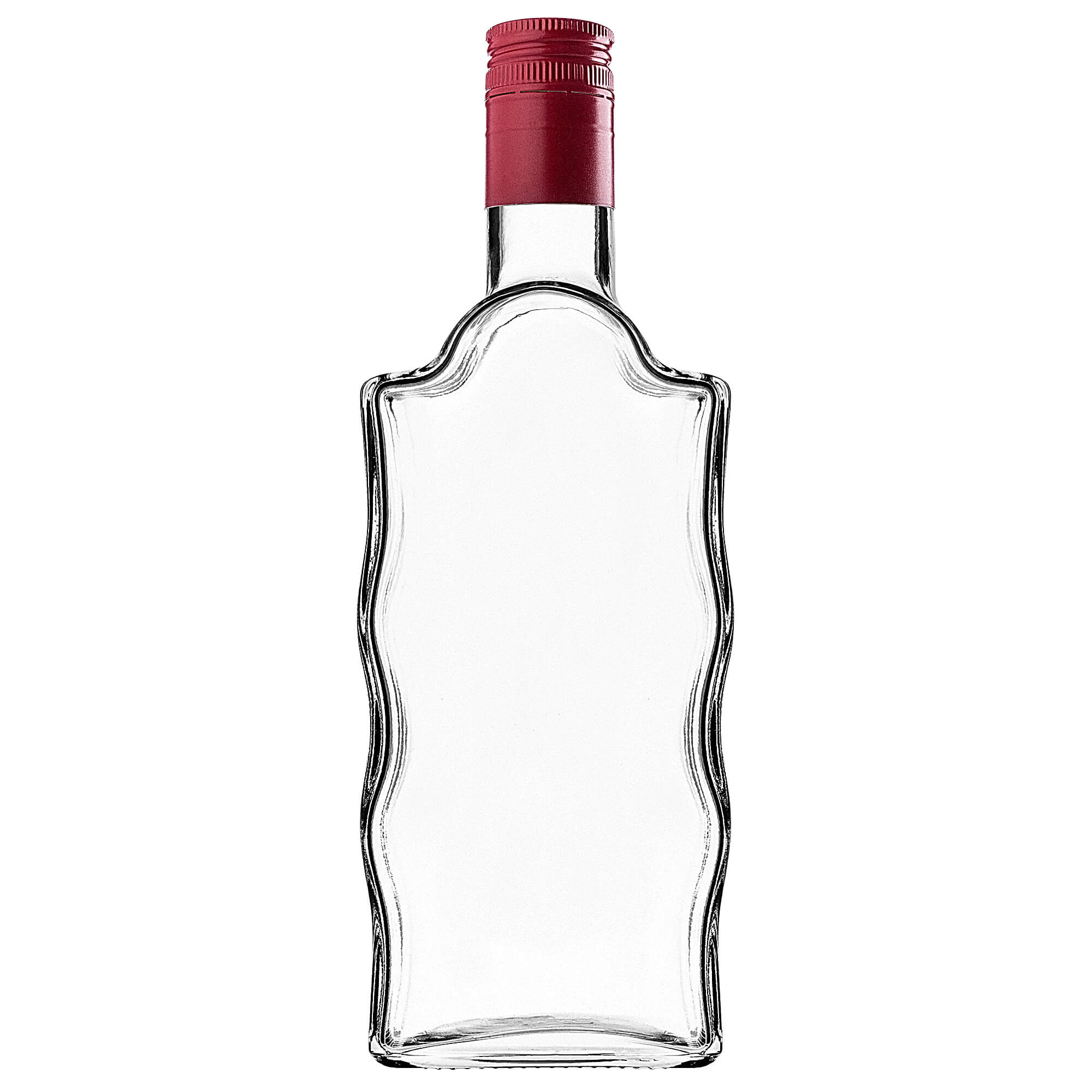 Szklana butelka na nalewkę Fala 500ml z długą czerwoną zakrętką 5 szt.