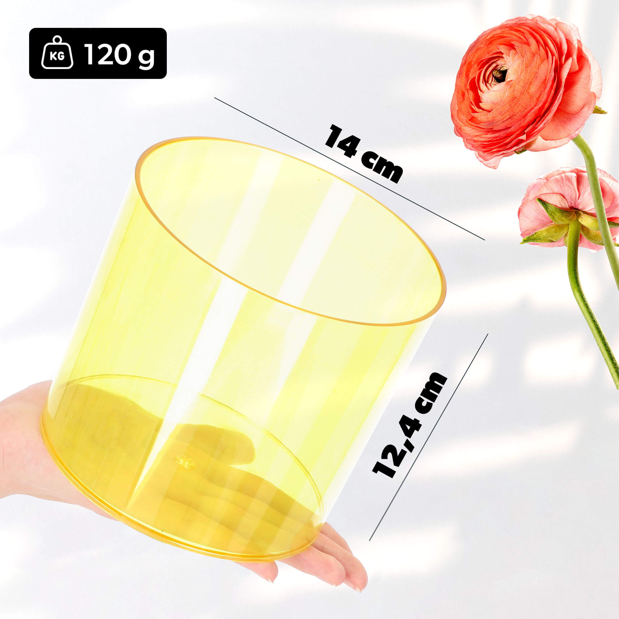 Doniczka na kwiaty okrągła Figari 14 cm, żółta