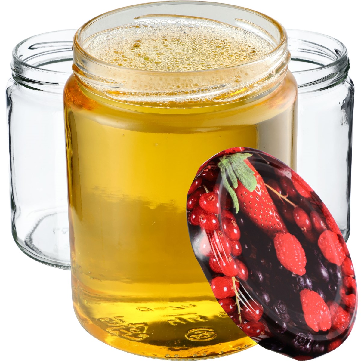 Słoiki na przetwory Maki 540ml 8szt fi 82 mm + wieczka "Owoce leśne"
