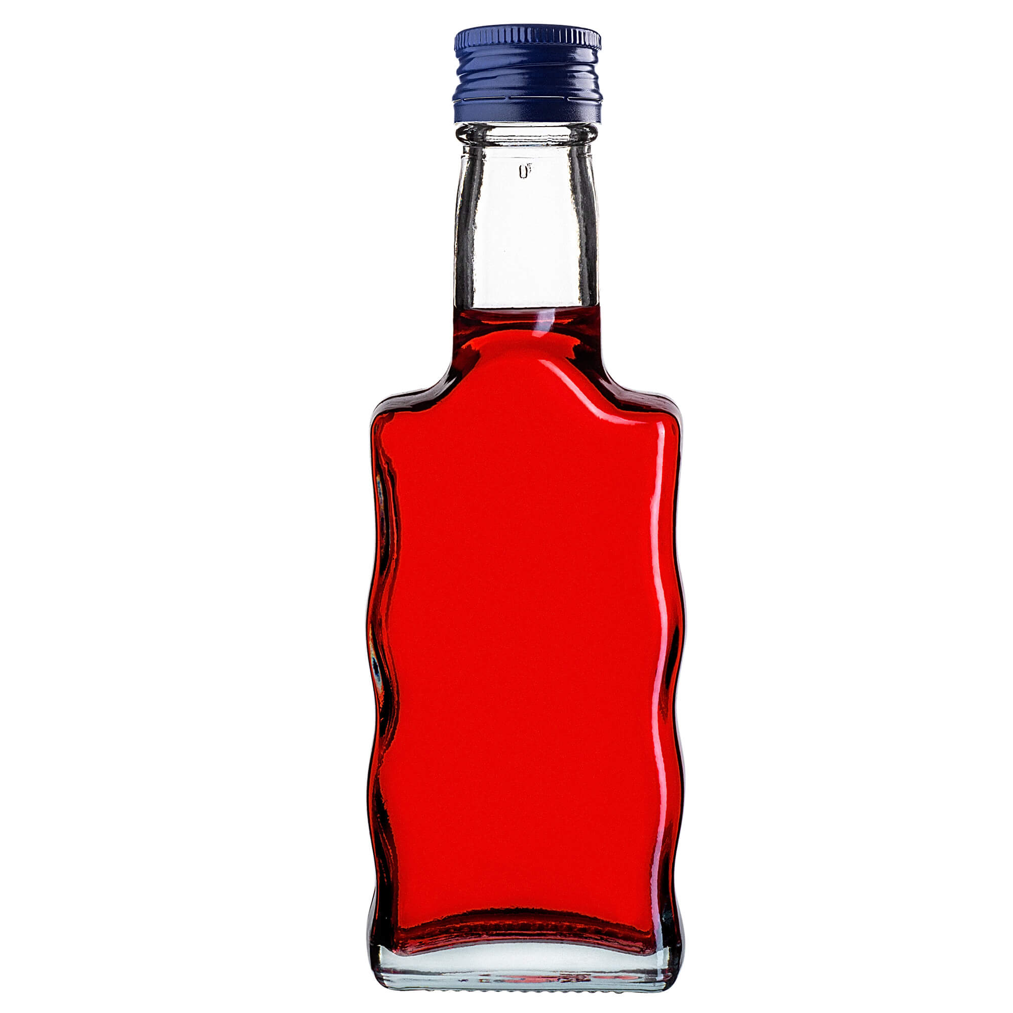 Szklana butelka na nalewkę Fala 200ml z granatową zakrętką 10 szt.