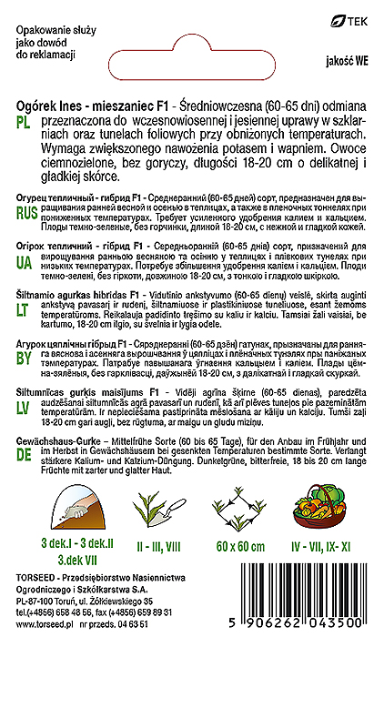 Ogórek pod osłony Ines F1 (dł. 18-20 cm) 1g