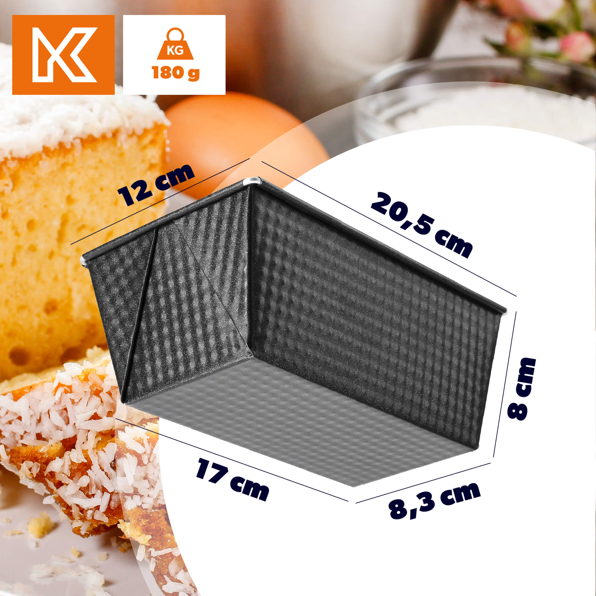 Keksówka do pieczenia wypieków Ellos 20 cm, czarna