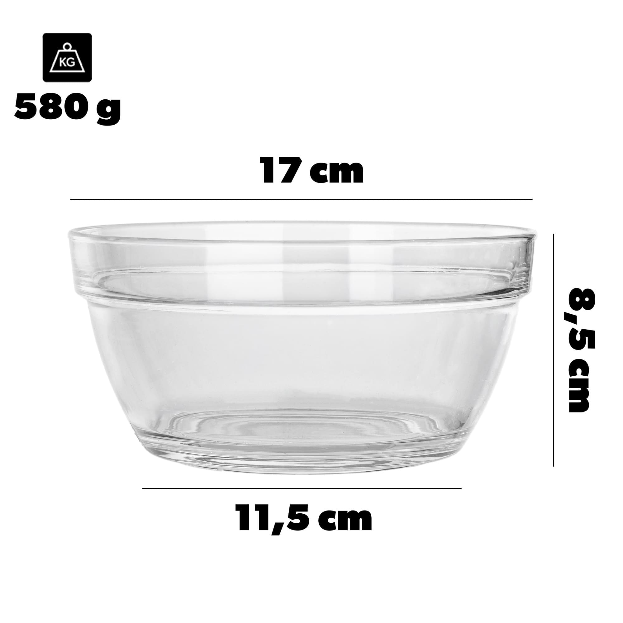 Salaterka szklana Oniferi gładka 17 cm 3 szt.