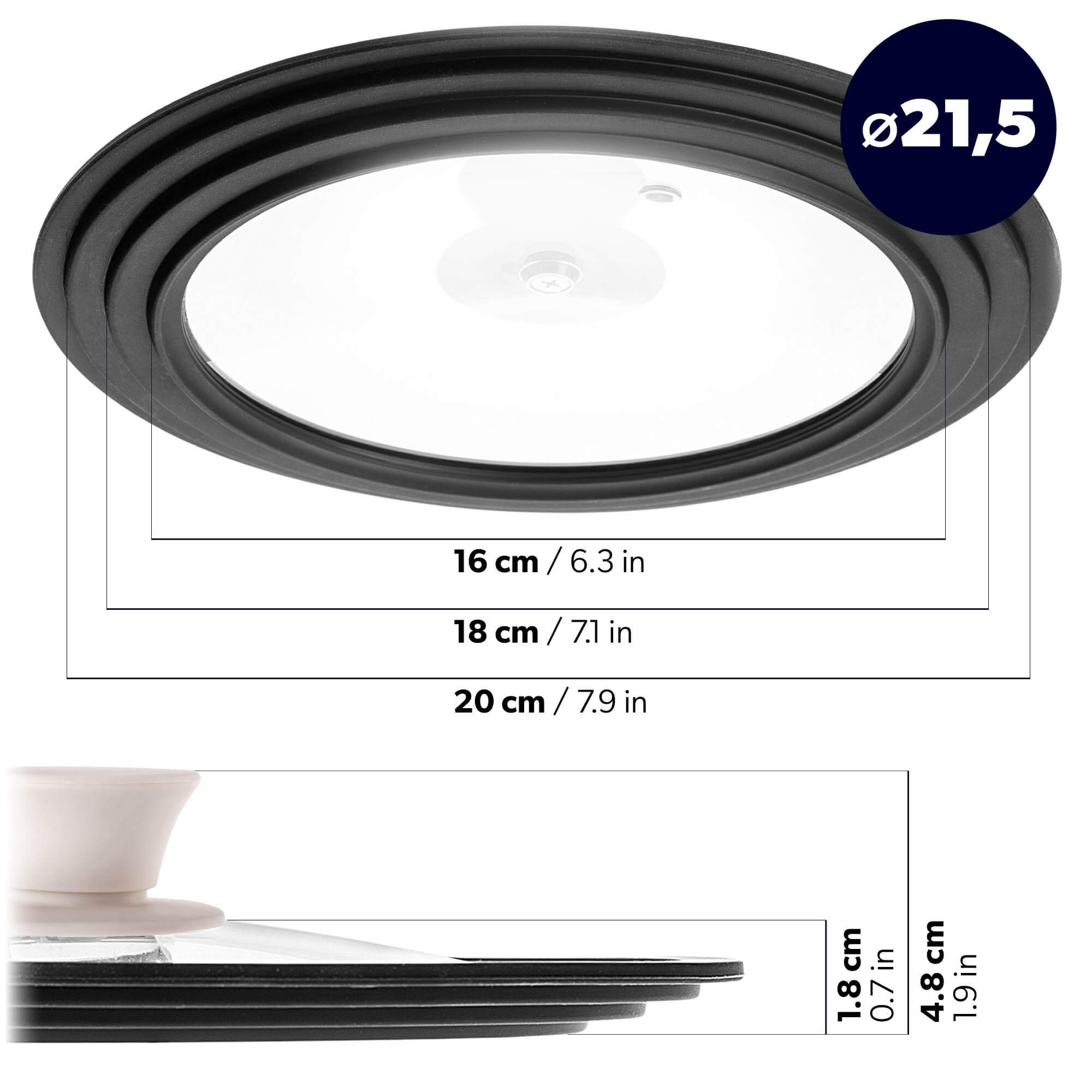 Pokrywa szklana multisize Aiola na garnek 16/18/20 cm z beżowym uchwytem