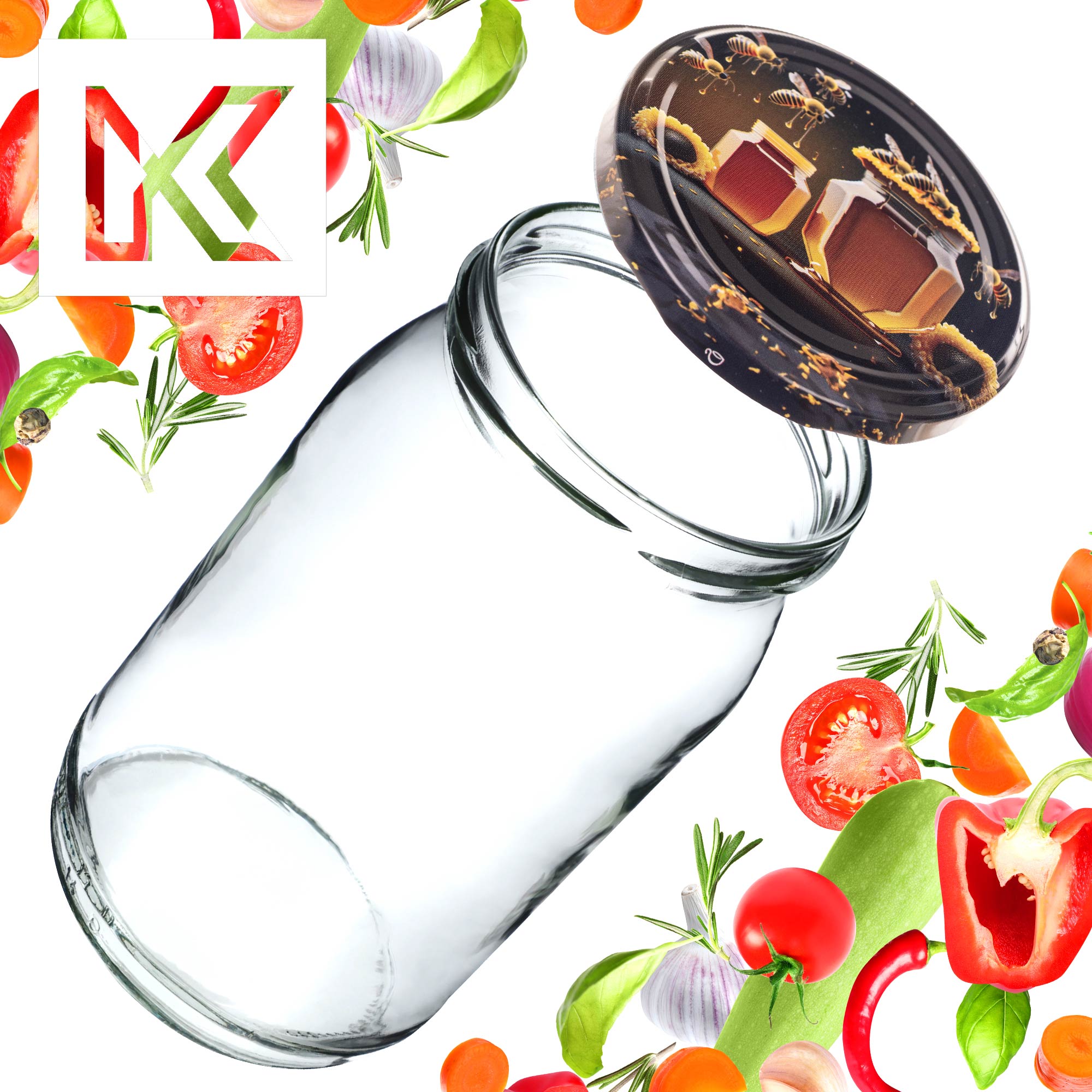Słoiki na przetwory Simo 900ml 24szt 82mm + wieczka "Czarny miód"