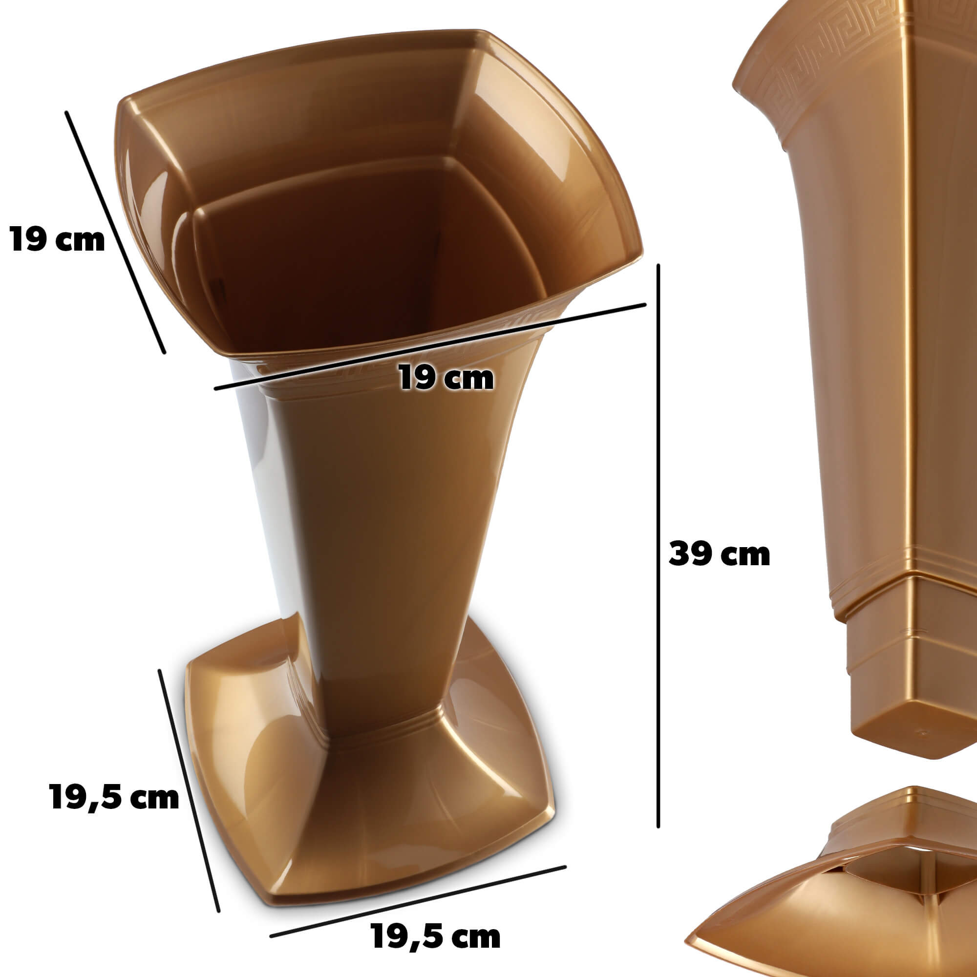 Flakon na cmentarz stojący 39 x 19 cm, złoty