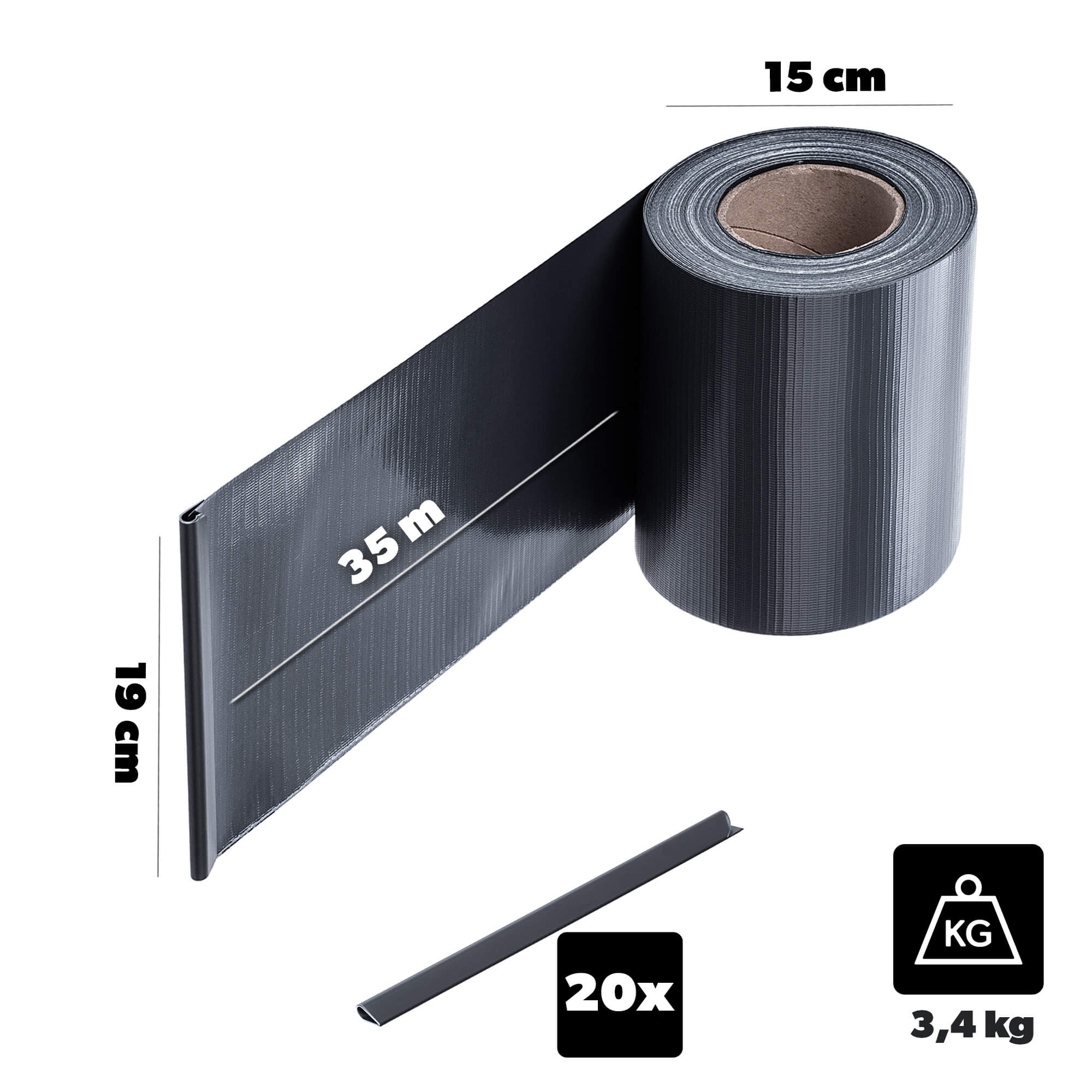 Taśma ogrodzeniowa Langon 19 cm x 35 m szara