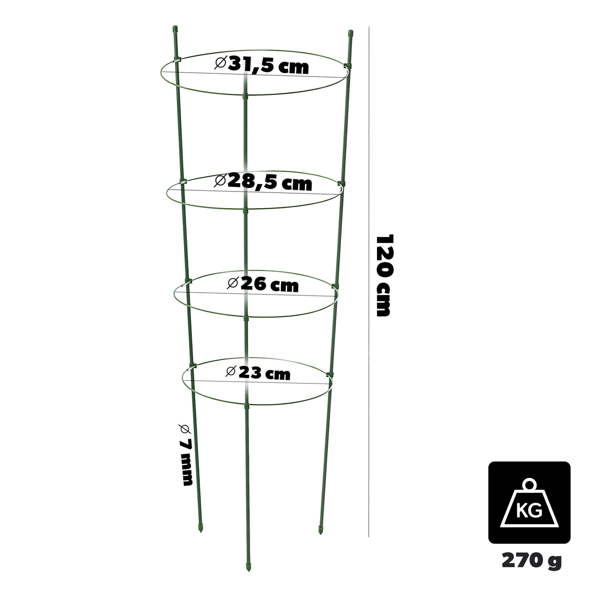 Podpora pierścieniowa do roślin Bodiel 120 cm 1 szt.