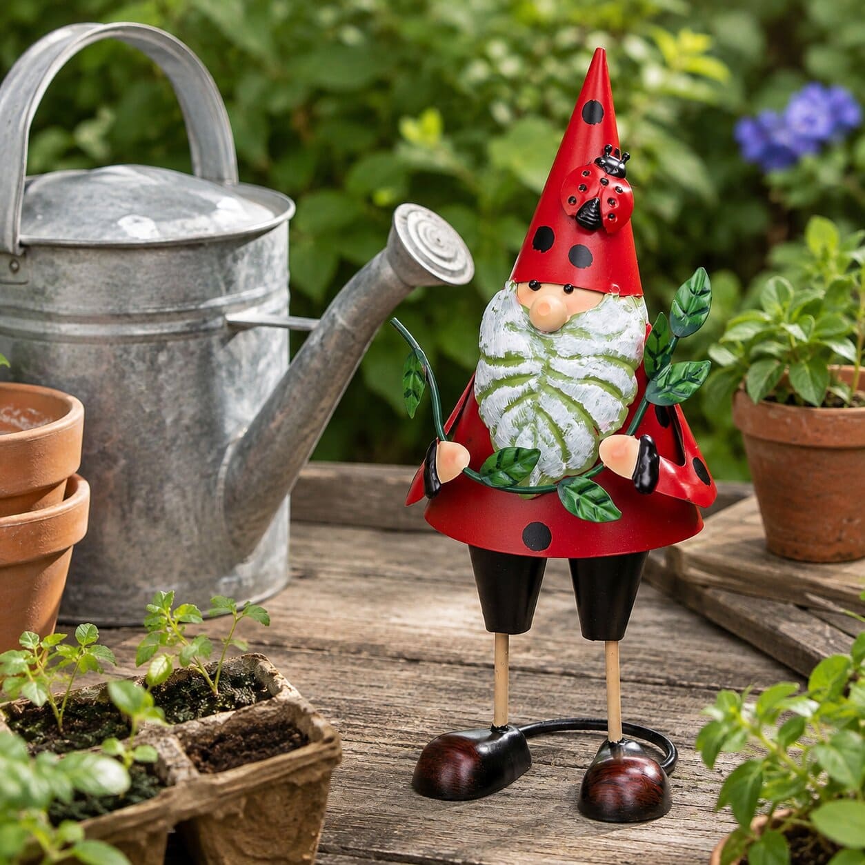 Figura ogrodowa Esson krasnal czerwony stalowa 30 cm