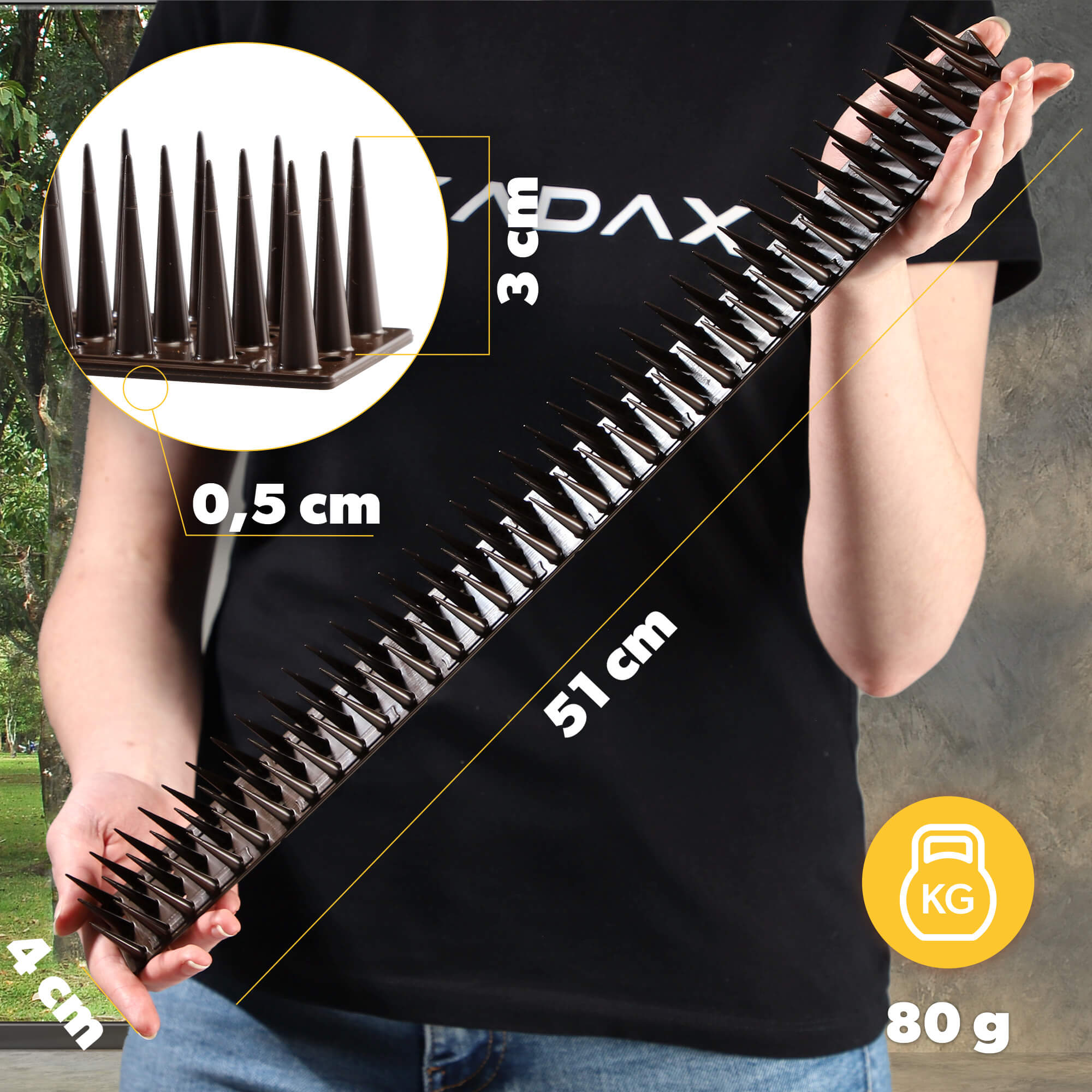 Plastikowe kolce ochronne na ptaki Arcas, brązowe, 12 szt.