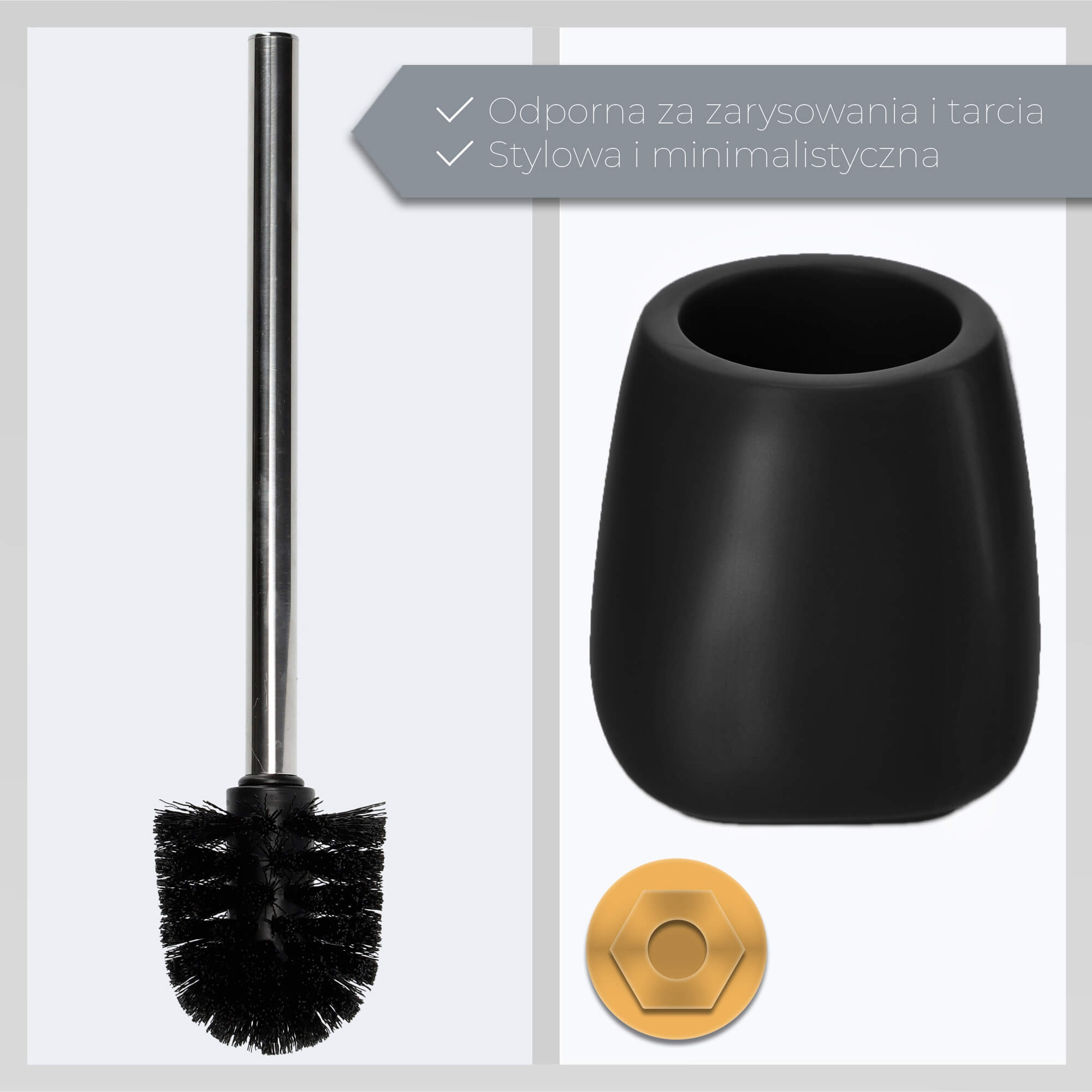 Szczotka do WC Palmi z pojemnikiem 36 cm, czarna