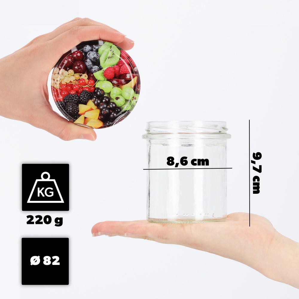 Słoiki na przetwory Avila 350ml 10szt fi 82 mm + wieczka "Mix Owoców"