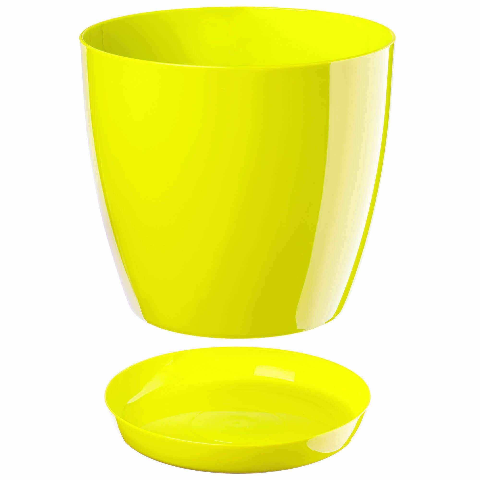 Doniczka na kwiaty z podstawką 20 cm, limonkowa