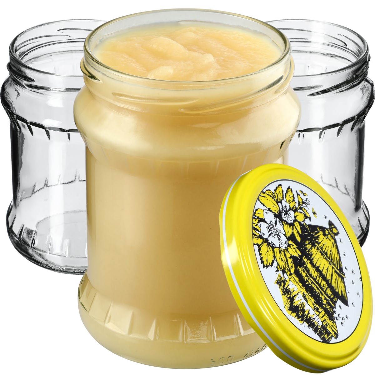 Słoiki na przetwory Kisko 500ml 8szt fi 82 mm + wieczka "Pszczoły"