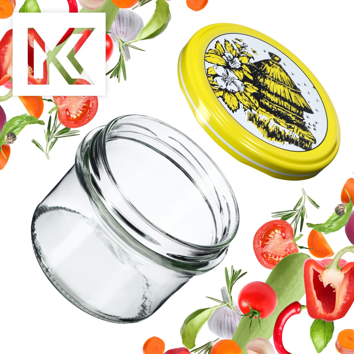 Słoiki na przetwory Tartu 235ml 20szt fi 82 mm + wieczka "Pszczoły"