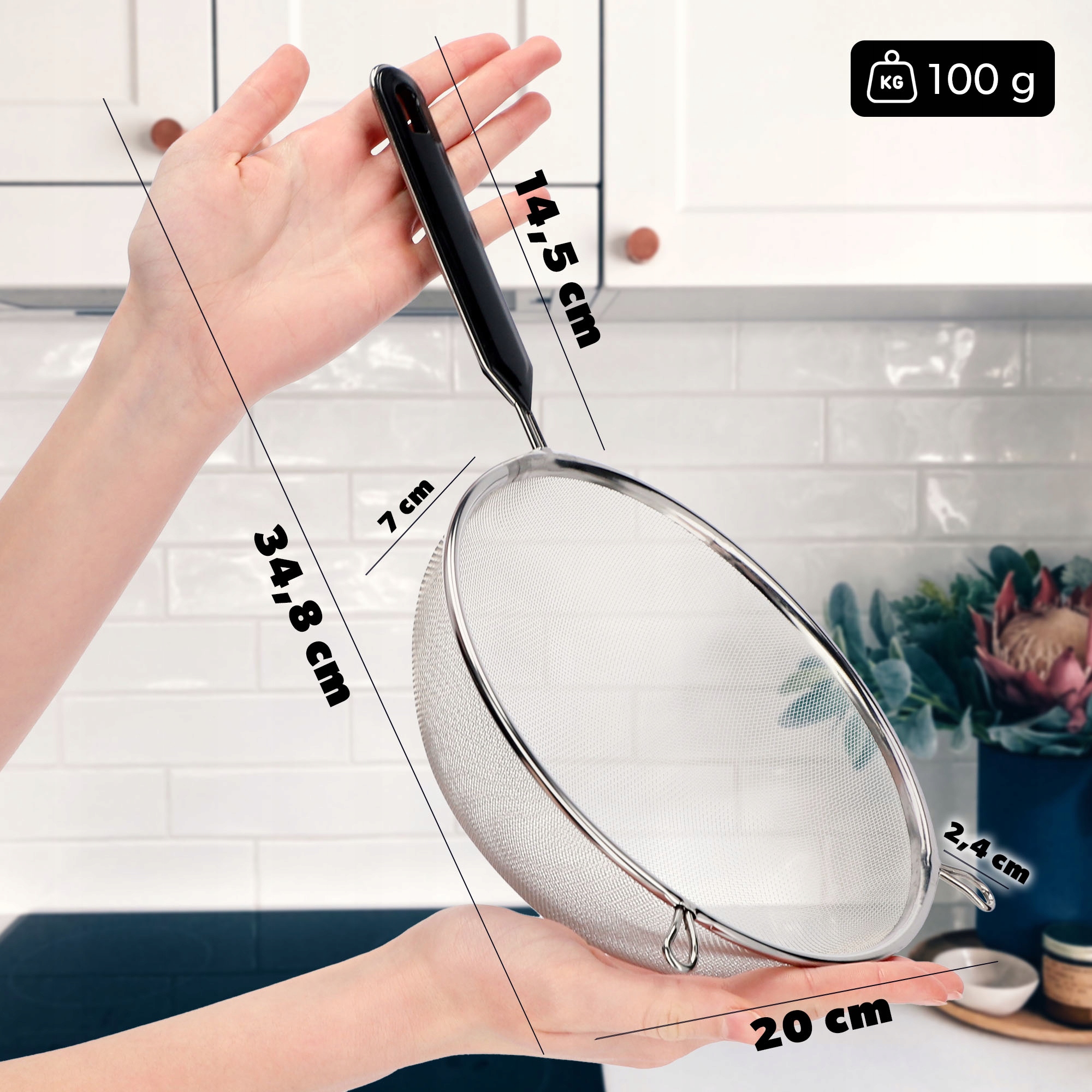 Sitko kuchenne nierdzewne 20 cm, antracyt