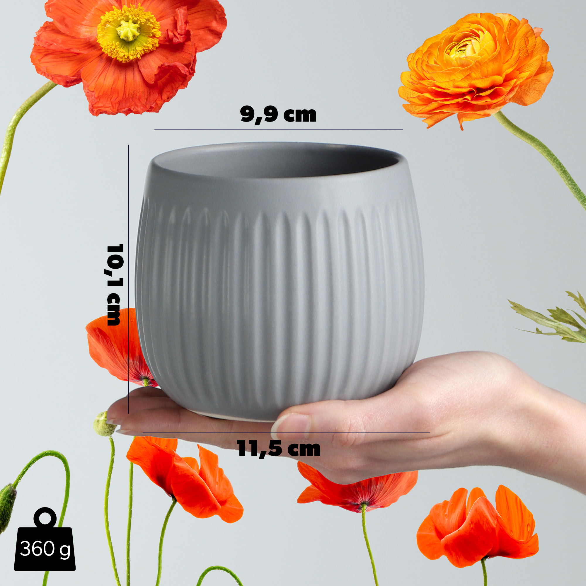 Osłonka cermaiczna Vario 12 cm, szara