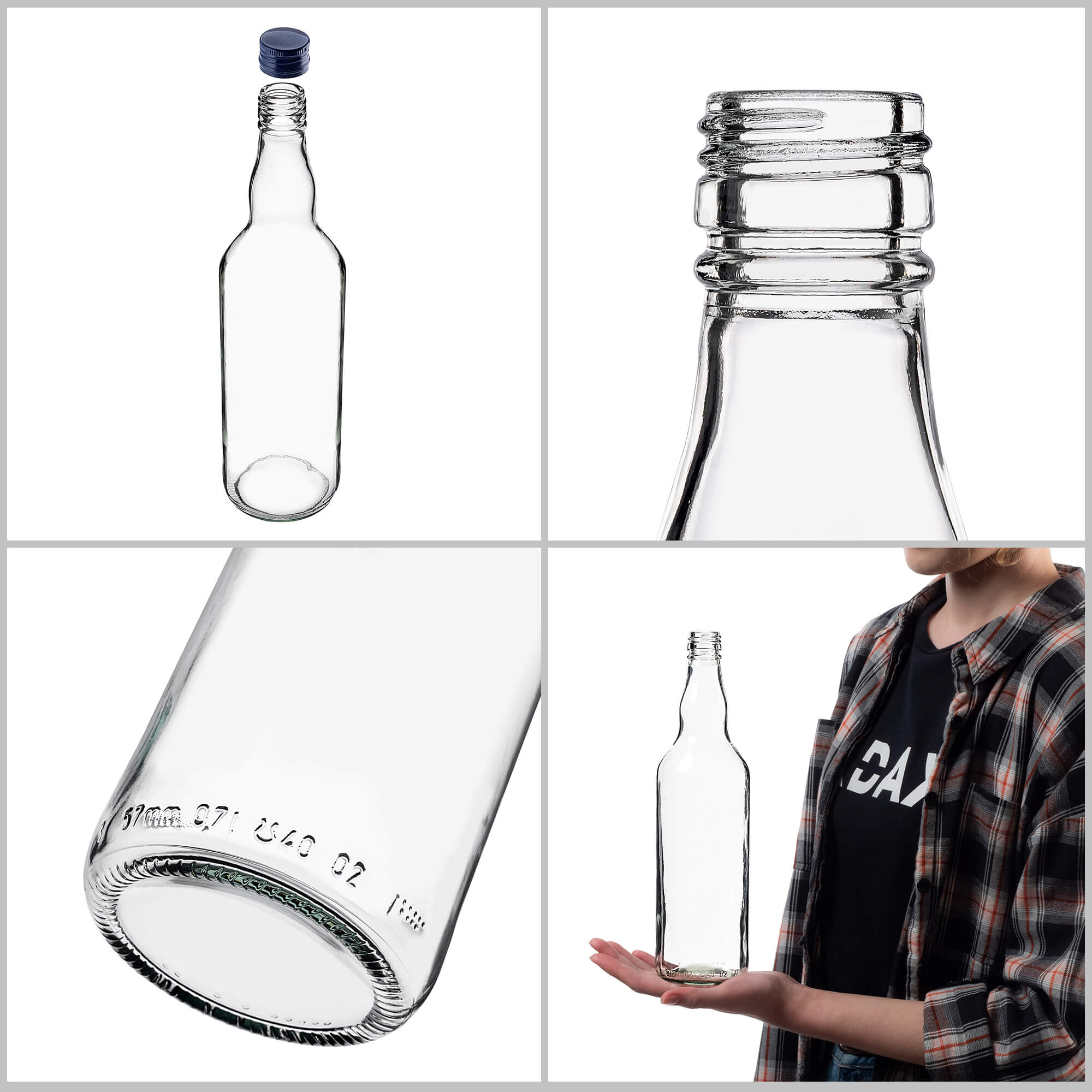 Szklana butelka Monopol 700ml z granatową zakrętką 1 szt.