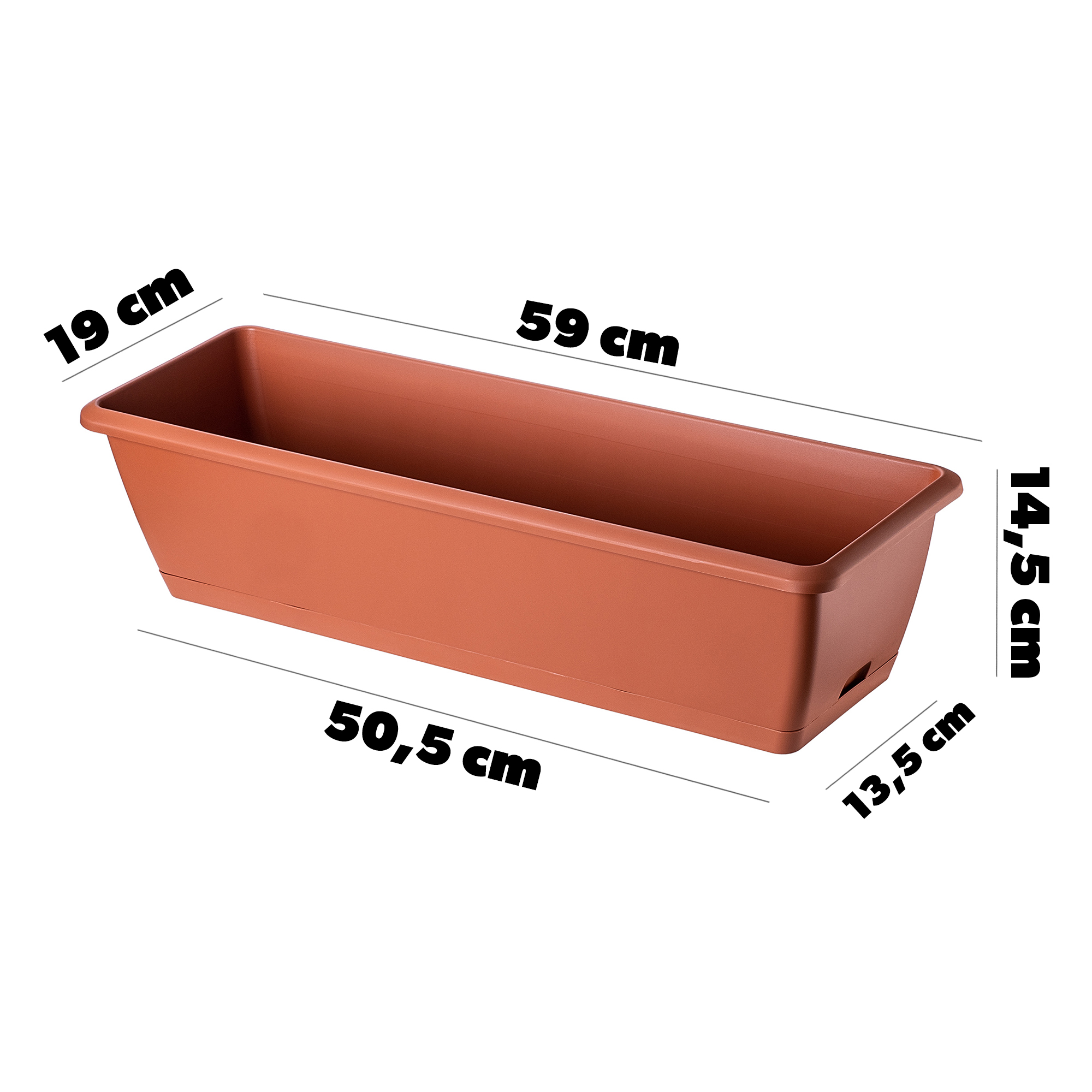 Skrzynka balkonowa Perama 60 cm, terakota