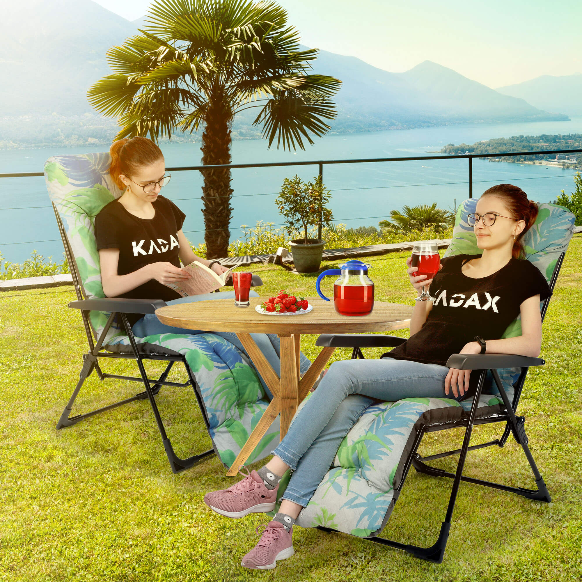 Leżak ogrodowy Alicante Plus 152 x 54 cm "Liście"