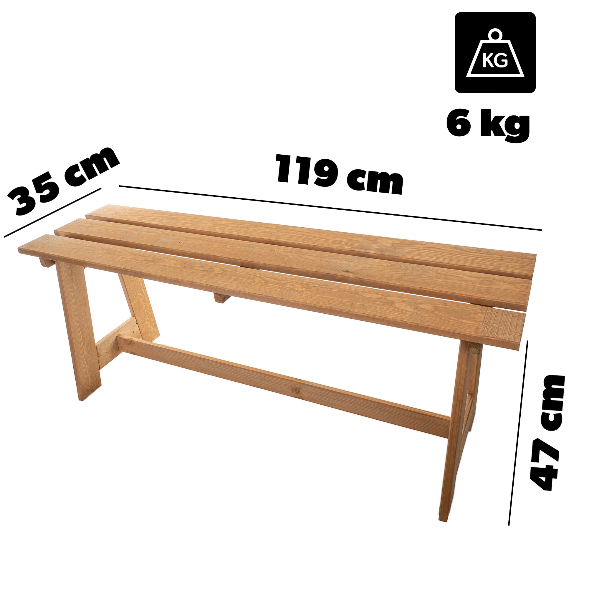 Ławka prosta Motte 119 x 35 cm złoty dąb