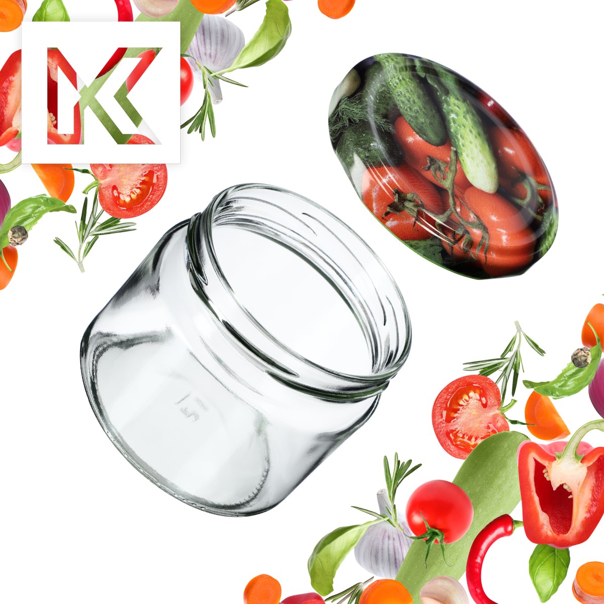 Słoiki na przetwory Sonka 330ml 100szt fi 82 mm + wieczka "Warzywa"